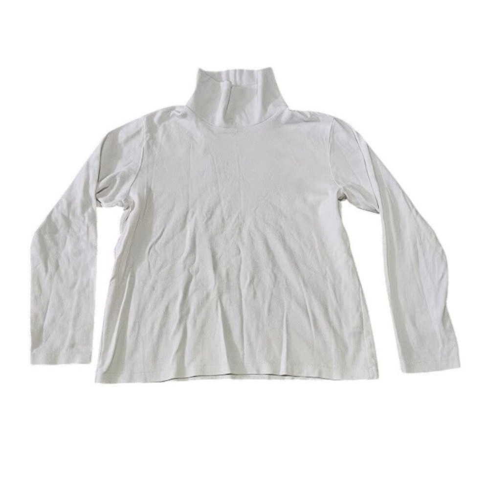 Uniqlo Turtleneck Top Shirt Women Large White Basic Minimalist Cotton Blend